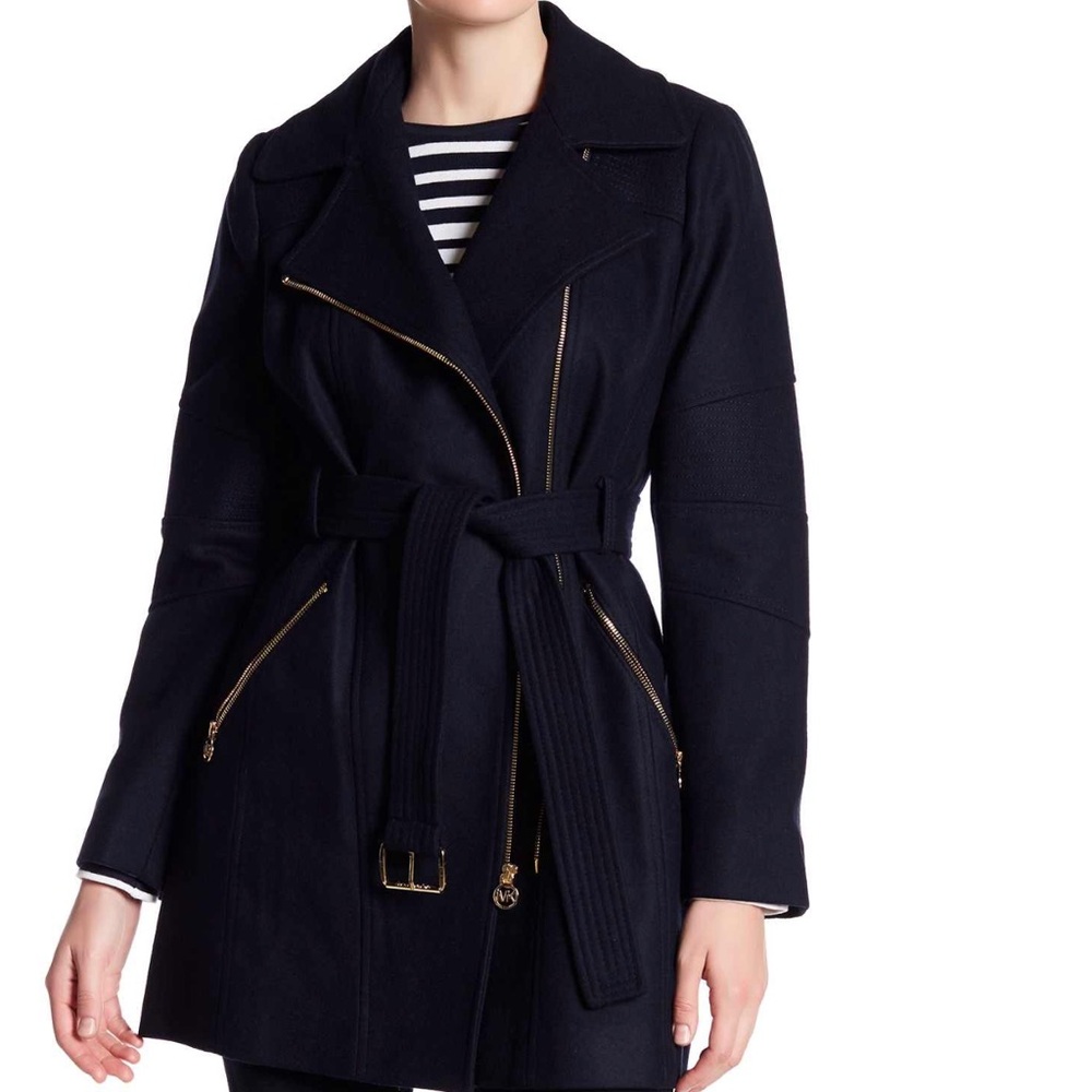 Michael Kors Wool Blend Navy Blue Coat